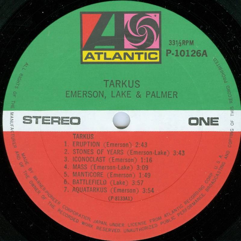 Emerson, Lake and Palmer Tarkus [lp label a jpn]